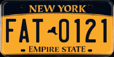 NY license plate FAT0121