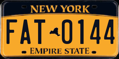 NY license plate FAT0144