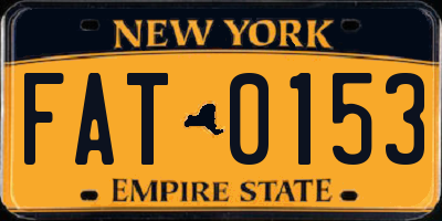 NY license plate FAT0153