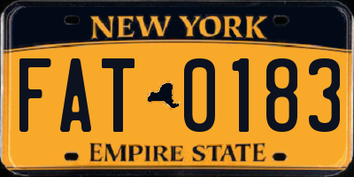 NY license plate FAT0183
