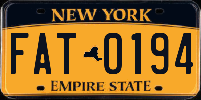 NY license plate FAT0194