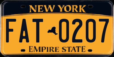 NY license plate FAT0207
