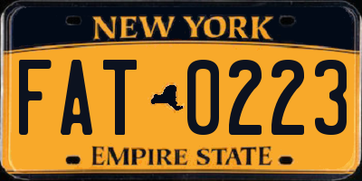 NY license plate FAT0223