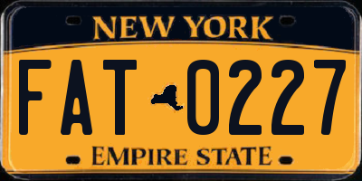 NY license plate FAT0227