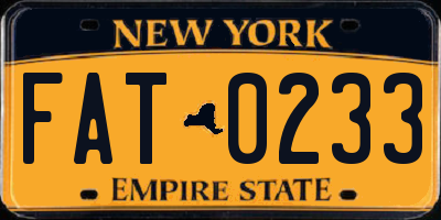 NY license plate FAT0233