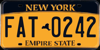 NY license plate FAT0242