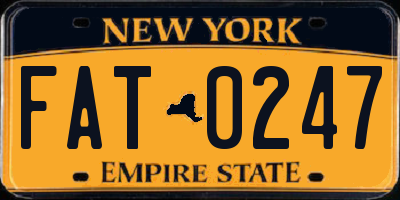 NY license plate FAT0247