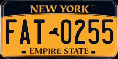 NY license plate FAT0255
