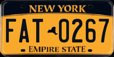 NY license plate FAT0267