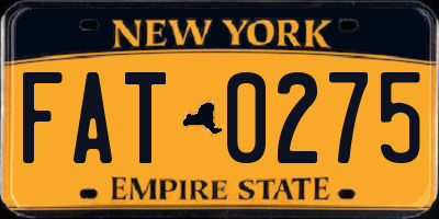 NY license plate FAT0275