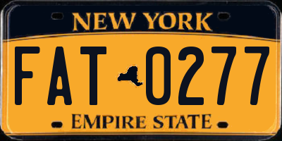 NY license plate FAT0277