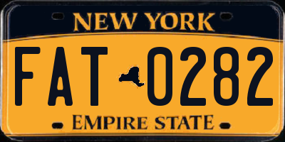 NY license plate FAT0282