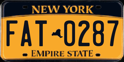 NY license plate FAT0287