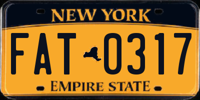 NY license plate FAT0317