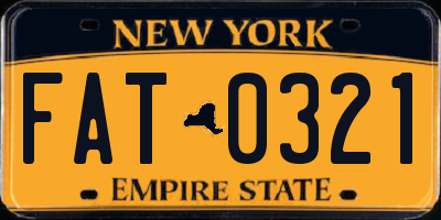 NY license plate FAT0321