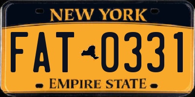 NY license plate FAT0331