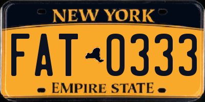 NY license plate FAT0333
