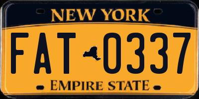 NY license plate FAT0337