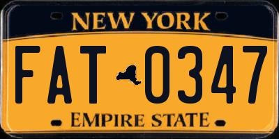 NY license plate FAT0347