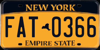 NY license plate FAT0366