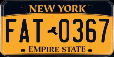 NY license plate FAT0367