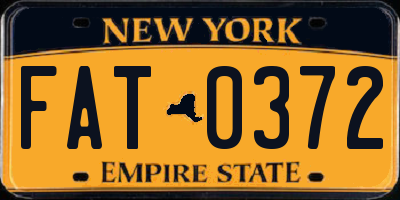 NY license plate FAT0372