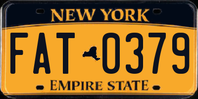NY license plate FAT0379