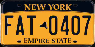 NY license plate FAT0407