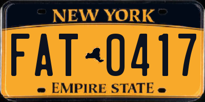 NY license plate FAT0417