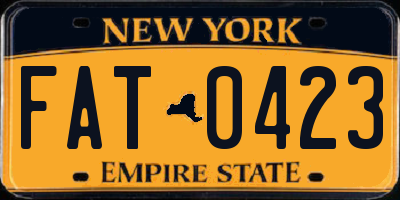 NY license plate FAT0423
