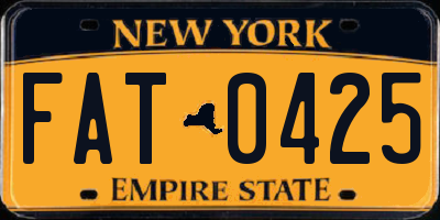 NY license plate FAT0425