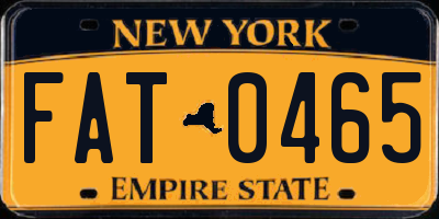 NY license plate FAT0465