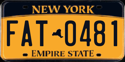 NY license plate FAT0481