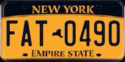 NY license plate FAT0490