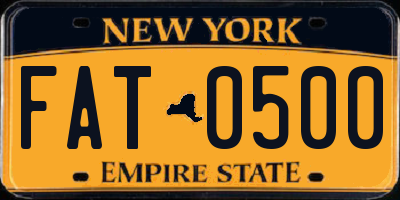 NY license plate FAT0500