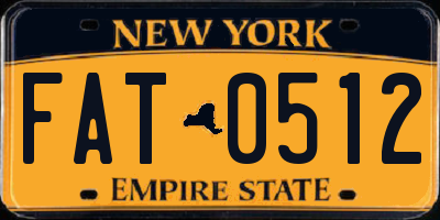 NY license plate FAT0512