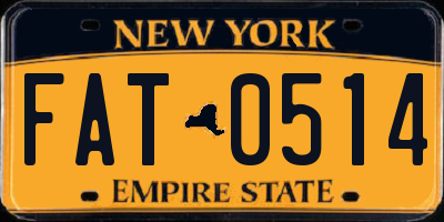 NY license plate FAT0514