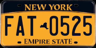 NY license plate FAT0525
