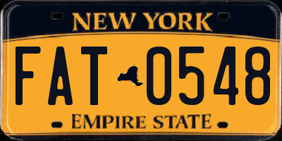 NY license plate FAT0548