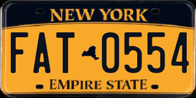 NY license plate FAT0554