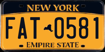 NY license plate FAT0581