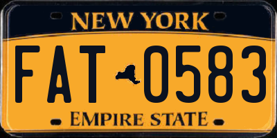 NY license plate FAT0583