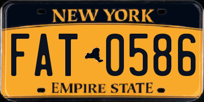 NY license plate FAT0586