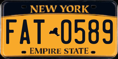 NY license plate FAT0589