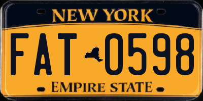 NY license plate FAT0598