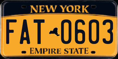 NY license plate FAT0603