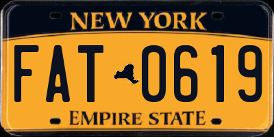NY license plate FAT0619