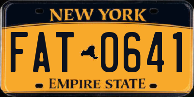 NY license plate FAT0641