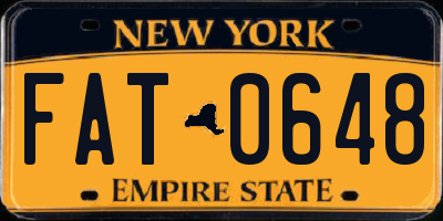 NY license plate FAT0648