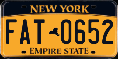 NY license plate FAT0652
